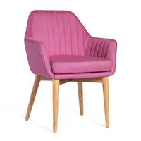 Yoko fauteuil tissu Rose pieds Frne clair
