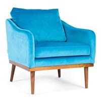 Oscar fauteuil Bleu Canard velours Frêne foncé