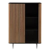 Linea meuble haut 1 porte coulissante en plaqué chêne et métal