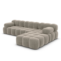 Escude canapé d'angle droit en velours beige foncé