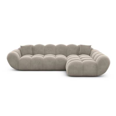 Sigono canapé d'angle droit en velours beige foncé