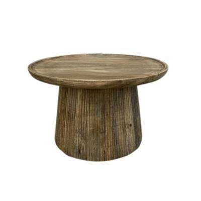 Table basse ronde en bois de manguier pied strié