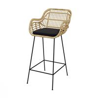 Azeli chaise de bar en rotin et tissu noir H71