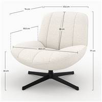 Naova fauteuil pivotant en tissu bouclé blanc cassé