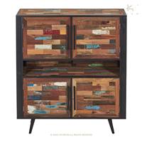 Soho buffet haut bois de bateau recycl 4 portes H150cm