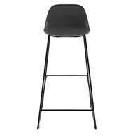 Yce chaise table haute noire en PU et pieds traîneaux en métal noir H75