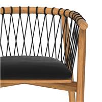 Almeria fauteuil de jardin en teck et tissu noir