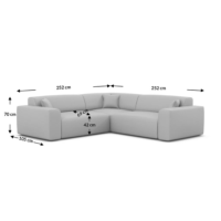 Novage canapé corner en tissu texturé gris anthracite