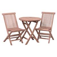 Bistrol ensemble bistrot extérieur pliable 2 chaises 1 table ronde en teck