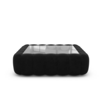 Quare table basse carrée en velours noir avec plateau en verre