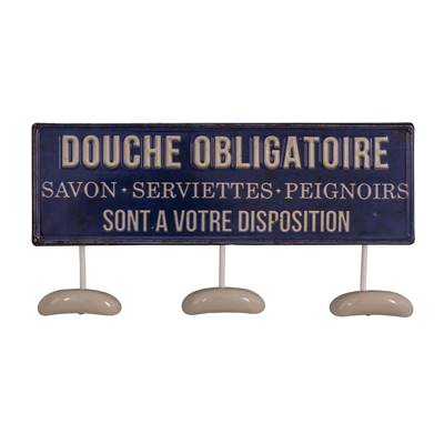 Plaque embossée Douche obligatoire 50 x 15 cm