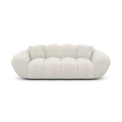 Sigono canapé 2 places en tissu bouclé blanc