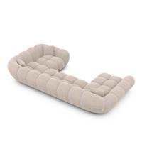 Sigono canapé panoramique angle droit en tissu texturé beige