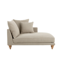 Lamo méridienne droite en tissu tweedé naturel gris clair