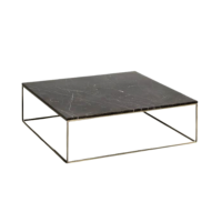 Hautma table basse carré marbre noir structure laiton
