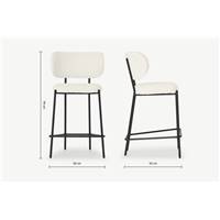 Asare tabouret en tissu bouclé blanc