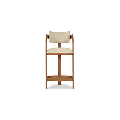 Many tabouret de bar bois de chêne et beige