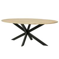 Taalika table à manger ovale en manguier naturel et métal 200cm