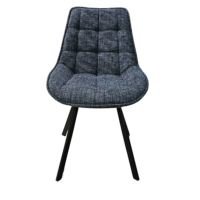 Telma chaise en tissu chenille bleu piètement noir