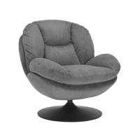 Topi fauteuil pivotant velours côtelé gris
