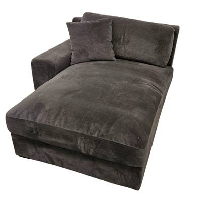 Méridienne angle gauche velours gris