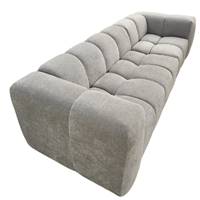 Canapé droit en velours et tissu texturé gris/taupe