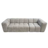 Canapé droit en velours et tissu texturé gris/taupe