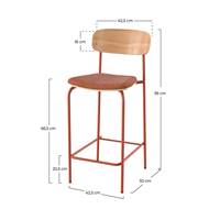 Helda chaise de bar métal et tissu terracotta