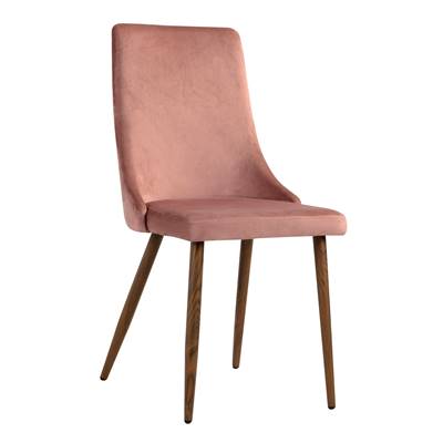 Brando chaise en velours rose et métal effet bois