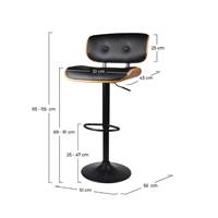 Mazzia chaise de bar avec hauteur réglable PU noire rembourrée