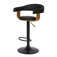 Vestal chaise de bar réglable et pivotant PU noir et plaqué noyer