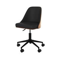 Lyssa chaise de bureau en bois foncé et PU noir