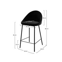 Turin chaise de bar arrondie velours noir H65