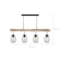 Cameron suspension 4 lampes en bois et métal