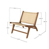 Ilios petit fauteuil en bois de teck et tressage vannerie