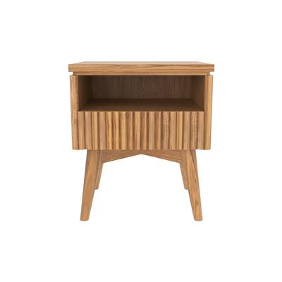 Blippi table de chevet en bois de teck, 1 tiroir et 1 niche