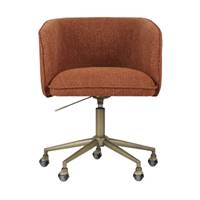 Alexia chaise de bureau rotative à roulettes tissu terracotta et laiton