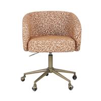 Lucy chaise de bureau à roulettes rotative en tissu marron pixel et laiton