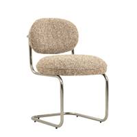Matilda chaise en tissu bouclé beige moucheté et métal chromé