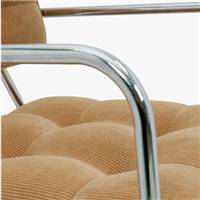Luca chaise en velours orange abricot et tube acier chromé