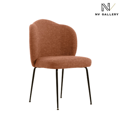Tulipe chaise en tissu rouge brique et métal noir