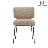 Lisea chaise en tissu tweed jaune moucheté et métal noir