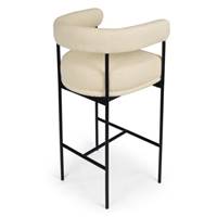 Borry tabouret de bar tissu bouclé blanc et métal noir H78