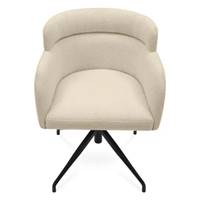 Baita chaise de bureau rotative en tissu bouclé blanc et métal noir