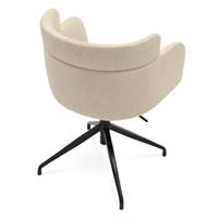 Baita chaise de bureau rotative en tissu bouclé blanc et métal noir