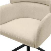 Baita chaise de bureau rotative en tissu bouclé blanc et métal noir