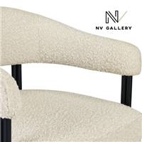 Glorysse chaise avec accoudoirs en tissu bouclé blanc