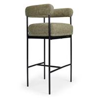 Borry tabouret de bar tweed taupe et métal noir H78