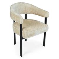 Glorysse chaise avec accoudoirs en tissu beige satiné et pieds noirs