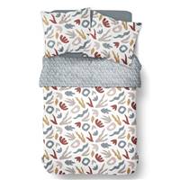 Sunshine parure de lit 240x260 coton imprimé forme bleu jaune rouge 13.7